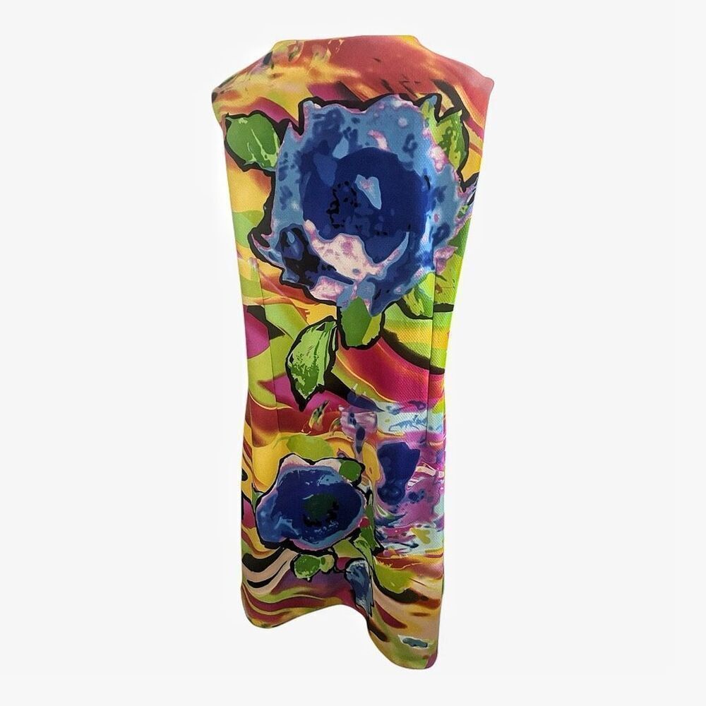 Peach Velvet Abstract Multicolor Dress Size 16 - Picture 6 of 6